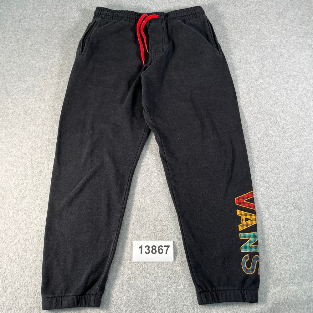 Vans Sweatpants Unisex Medium Black Embroidered Drawstring Waist Soft Winter